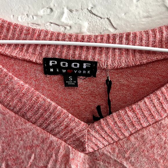 NWT Poof! pink twist v neck sweater womoens small preppy casual comfort cozy - Picture 3 of 8